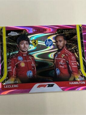 Topps White Racing Card with Red and Yellow Accents